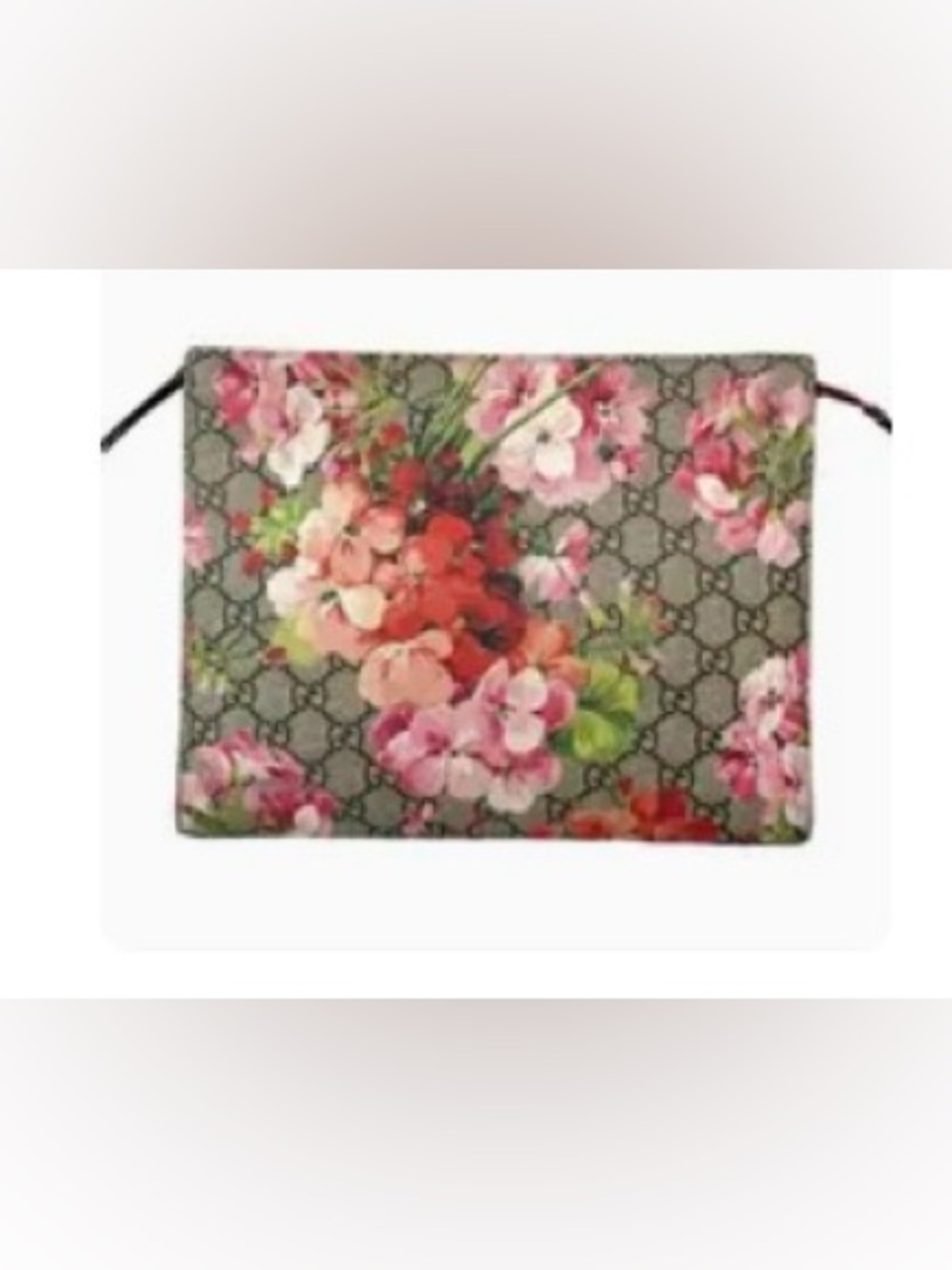 GUCCI GG Supreme Floral Monogram clutch Cosmetic Bag Pink Green Blooms